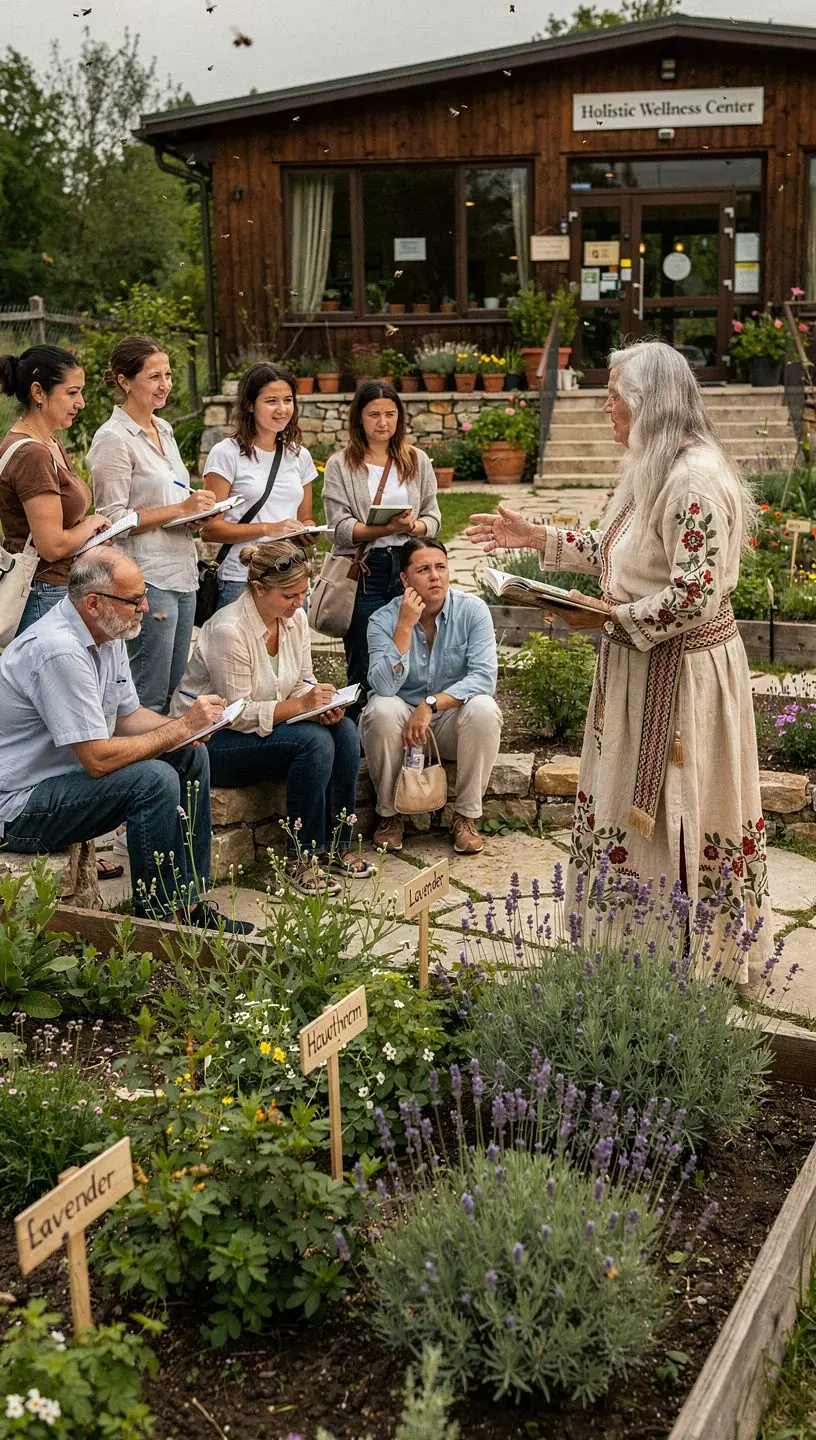Friss gyümölcsök és gyógynövények szépen elrendezve egy teázáshoz, a vérnyomás támogatására.